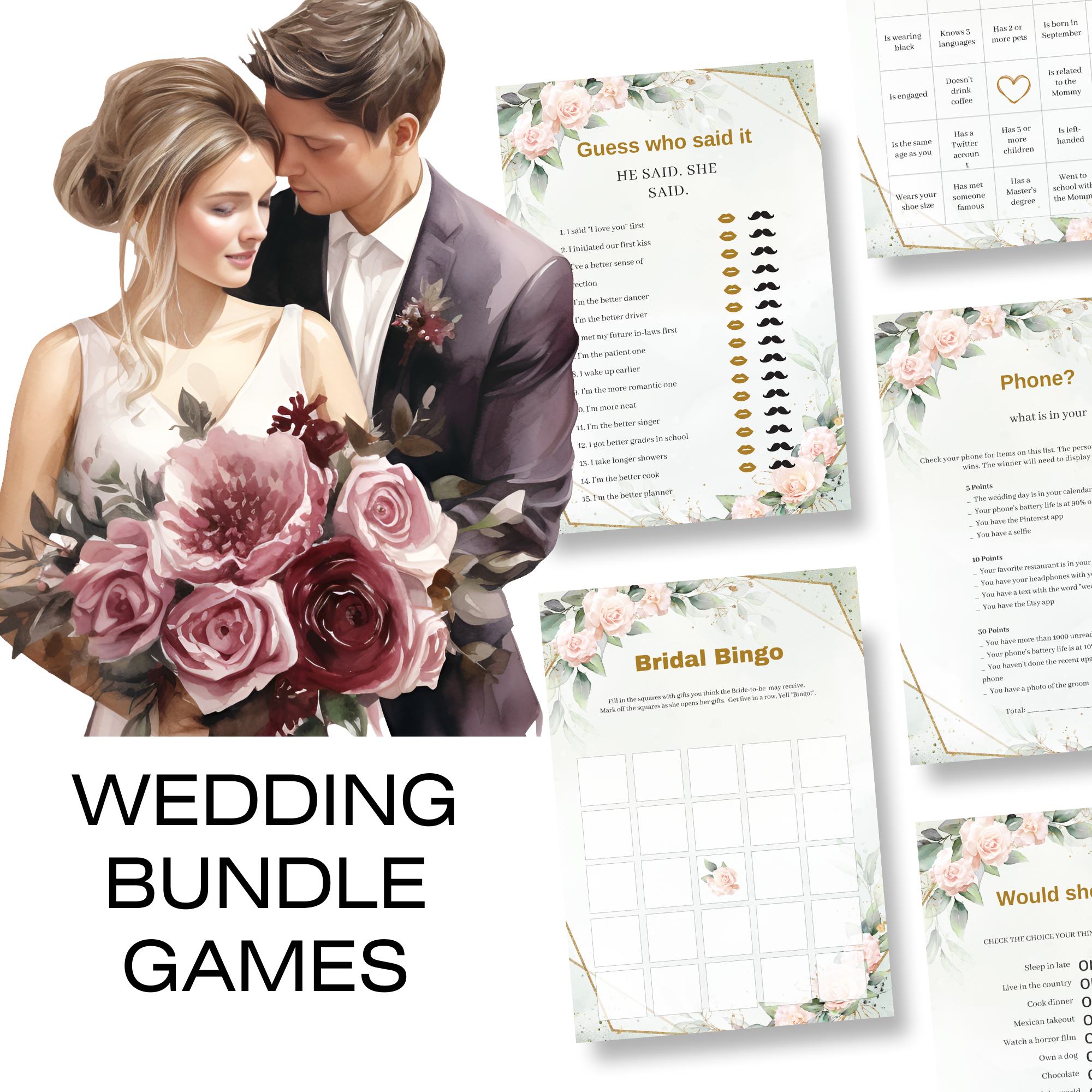 Minimalist Wedding Games Bundle